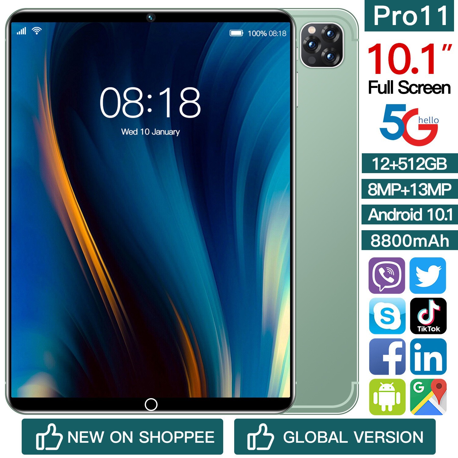 Прямые поставки новый 10.1 дюймовый смарт планшет полноэкранный звонок Shopee экспорт на Ближний Восток Дубай