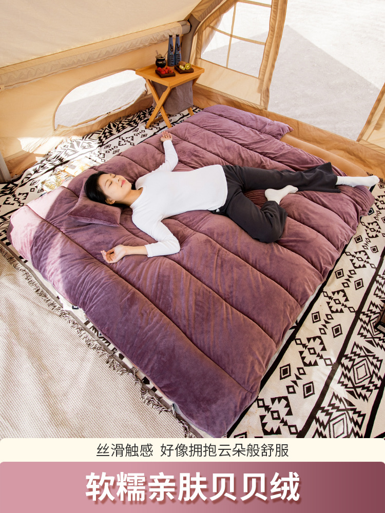 Beishanlang Fleece-Lined Four-Season Sleeping Bag for Adults Outdoor Camping Style Winter Thickeneded Cold-Proof Quilt Single Portable