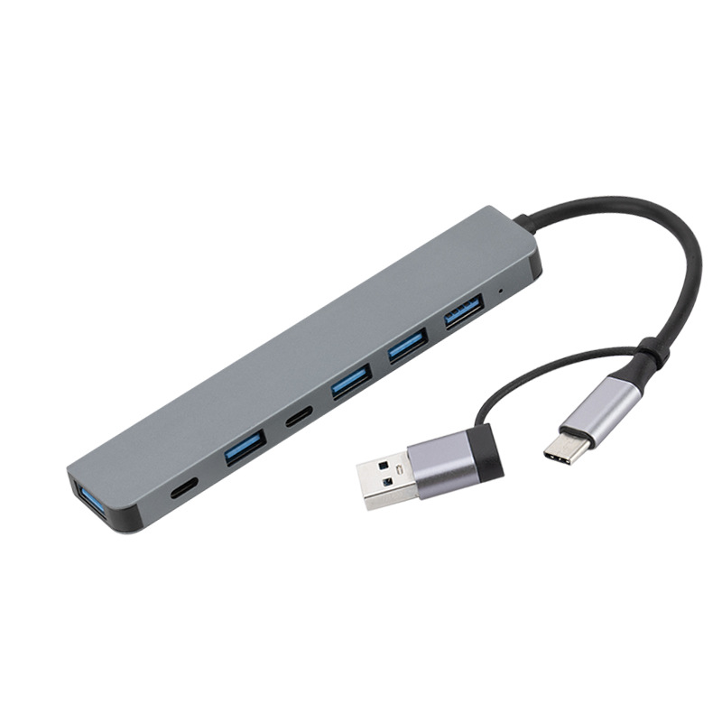 Suitable for Laptop Type-C One to Seven USB Docking Station Double-Ended Seven-In-One Usbhub3.0 Docking Station