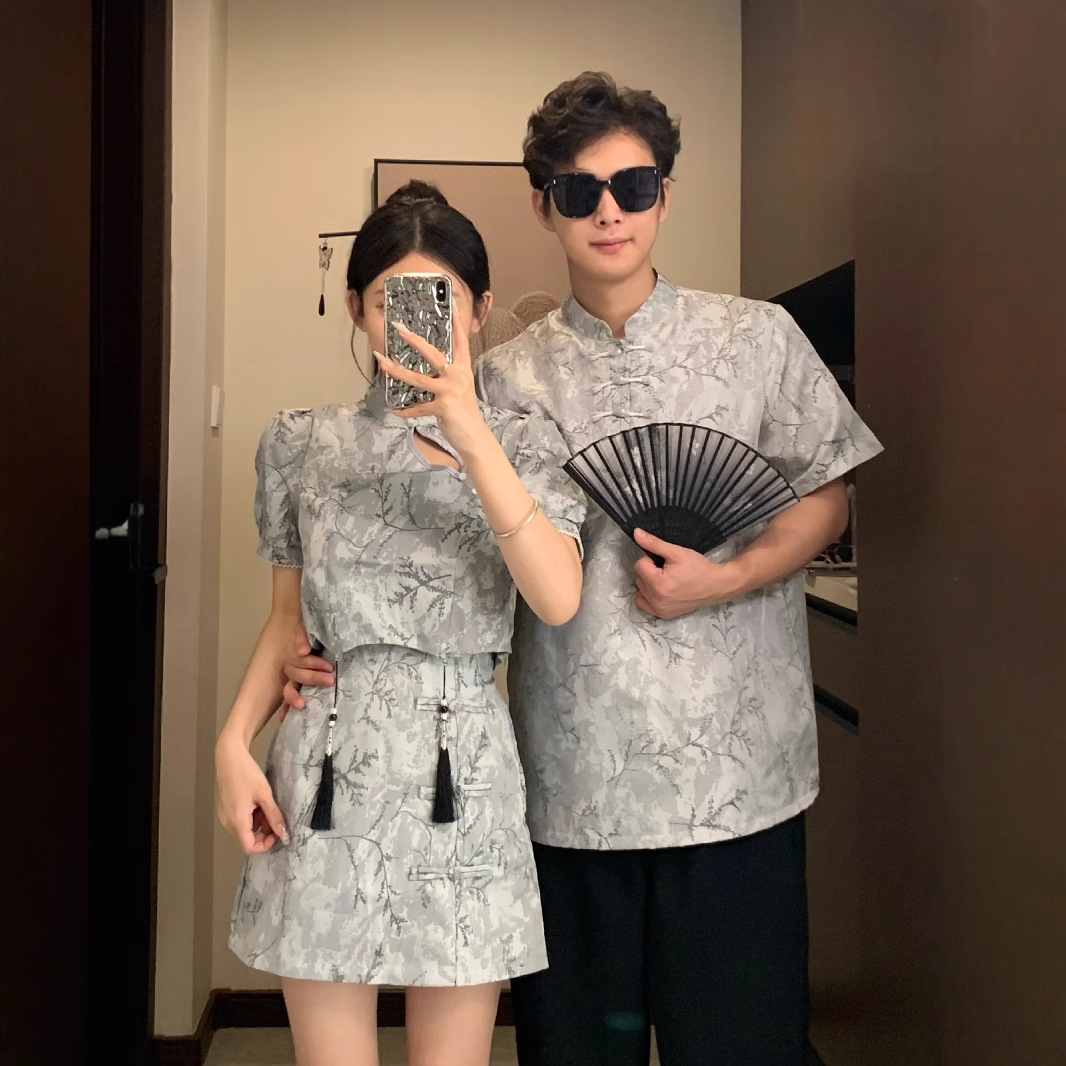 Новое китайское национальное стильное летнее пальто с застежкой, цветное чонгсам, женская короткая юбка с внутренним воротником