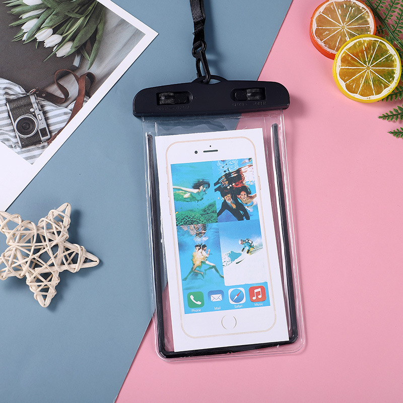 PVC luminous mobile phone waterproof bag transparent fluorescent diving waterproof case touch screen luminous sealed swimming waterproof bag