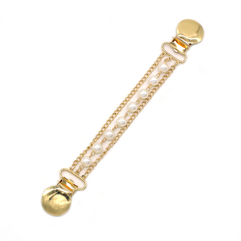 Cross-Border New Sweater Clip Women's Pearl Chain Collar Clip European and American Anti-Exposure Brooch Versatile Shawl Scarf Button