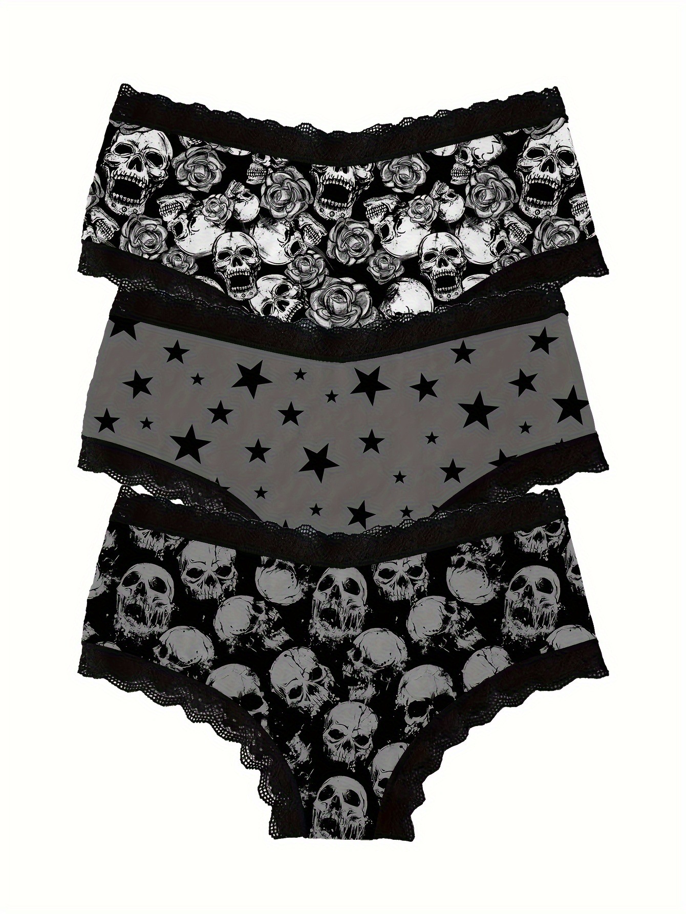 Dark Star Skull 3D Print Milk Stitching Contrast Lace'Cross-Border