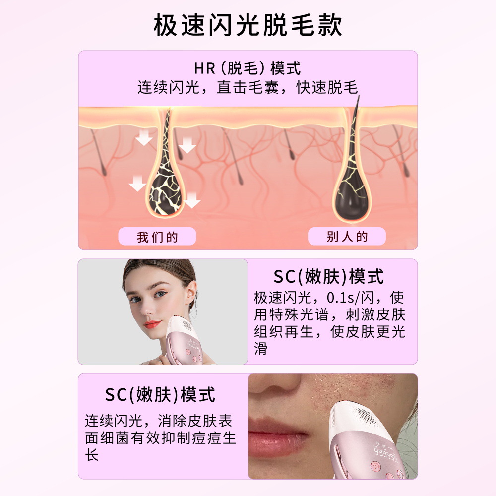 Cross-Border New Ipl Wireless Skin Rejuvenation Handheld Sapphire Portable Charging Painless Home Laser Freezing Point Hair Removal Device