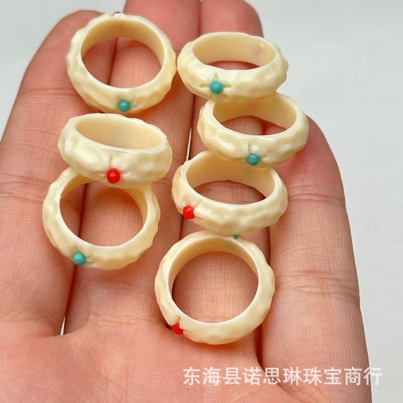 Ivory Fruit Inlaid with Duobao Sun Moon Stars Running Ring DIY Wen Play Buddha Beads Jewelry Accessories Accessories Bead Handstring Hand
