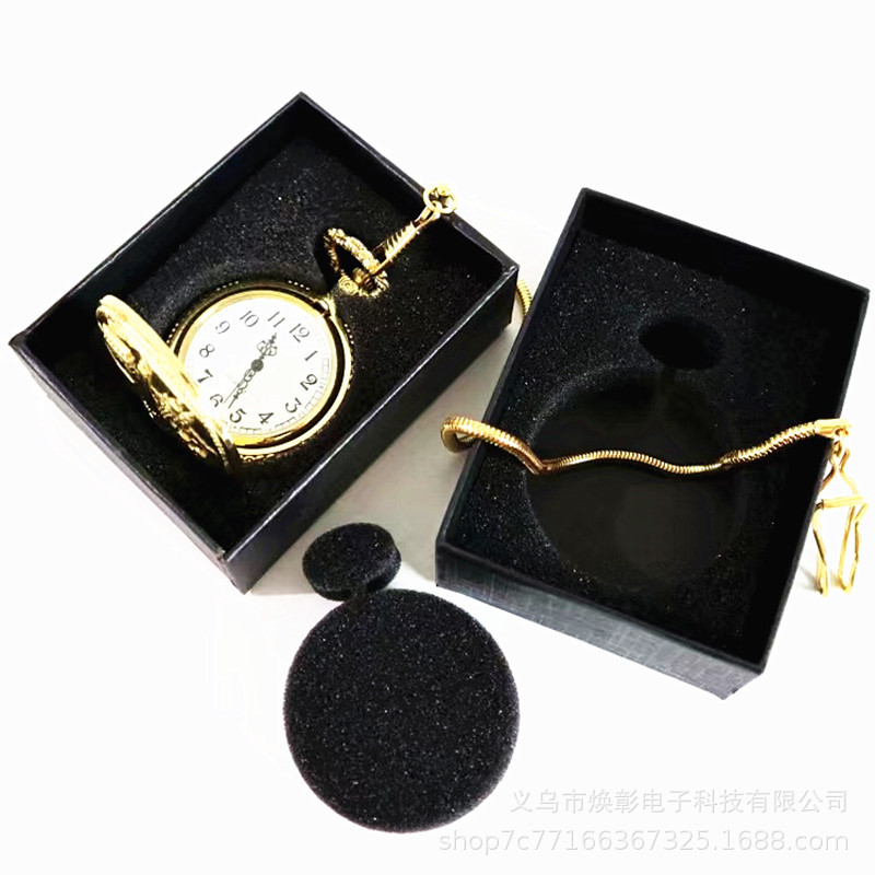 Manufacturer's Ready-Made Gift Pocket Watch Packaging Box Gift Box Wholesale Black Pocket Watch Carton Cross-Border Large Pocket Watch Box