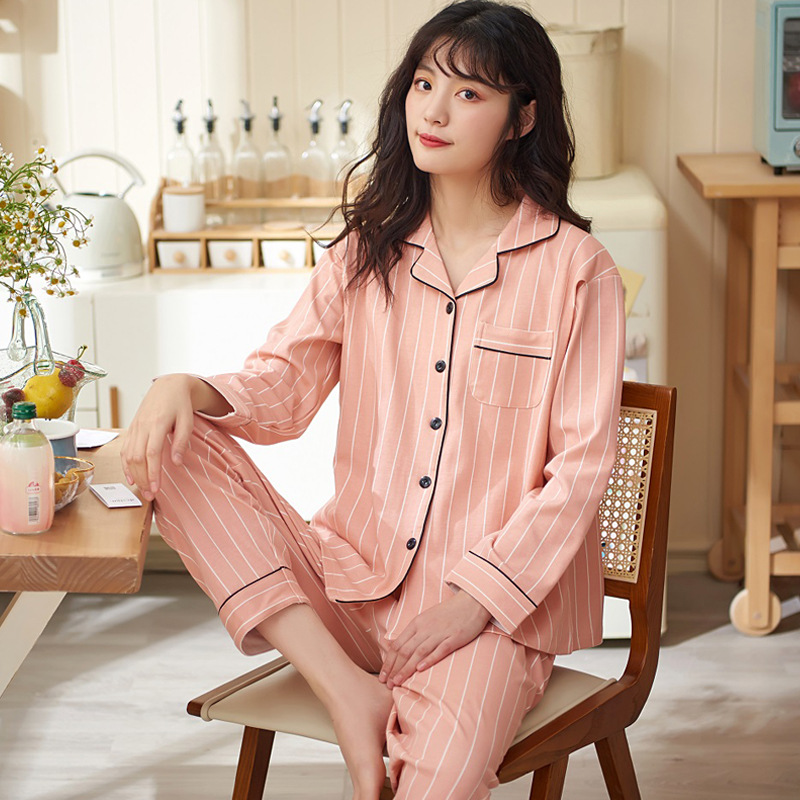 Monthly clothing in spring and autumn pure cotton pajamas for postpartum pregnant women breast-feeding in summer March 4