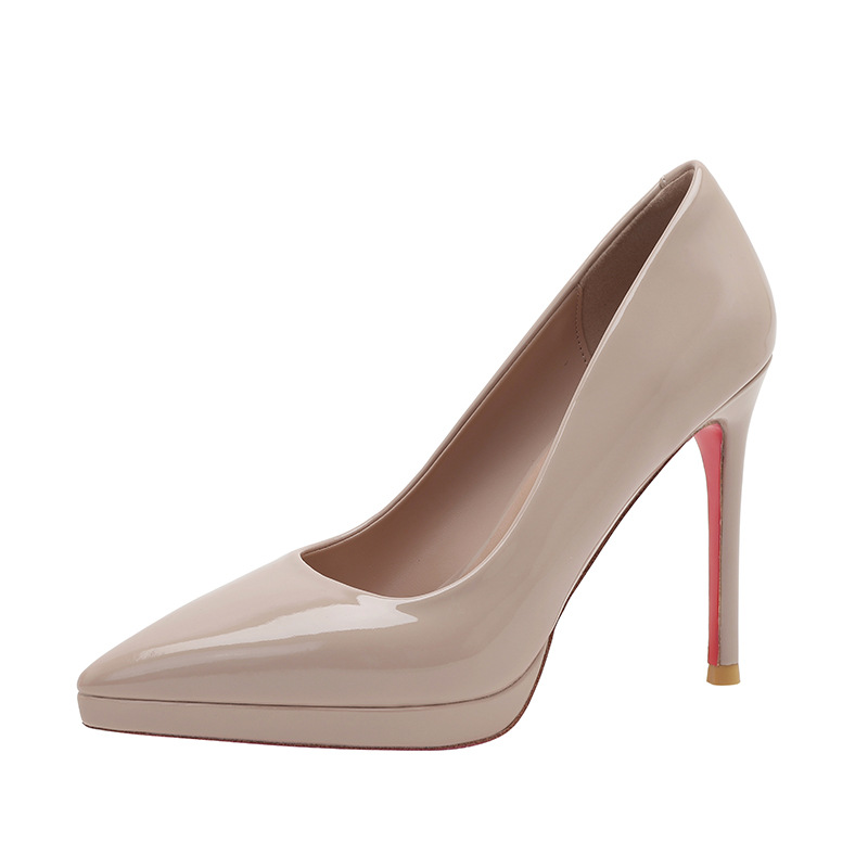 Nude Red Bottom High Heels Women's Stiletto 2025 New Waterproof Platform Not Tired Feet Single Shoes Elegant Pointed Professional Shoes