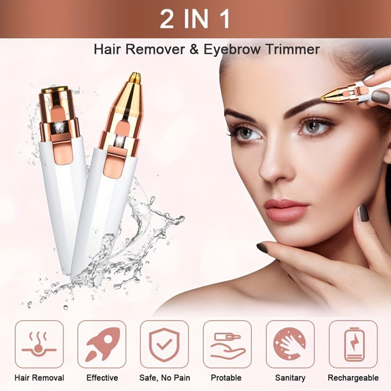 2026 New Cross-Border Dropshipping 2 in 1 Rechargeable Eyebrow Trimmer Facial Hair Remover