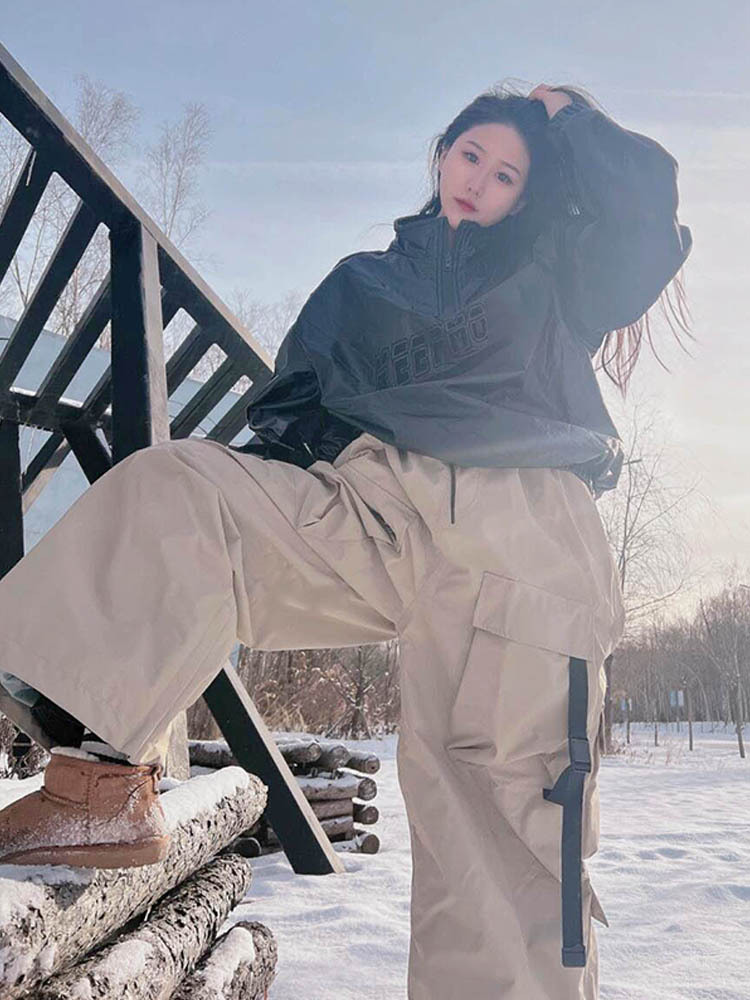 Ice Outdoor Couple Wear Sports Charge Hooded Ski suit Violet American Style Heavy Industry Snow Wear Pants