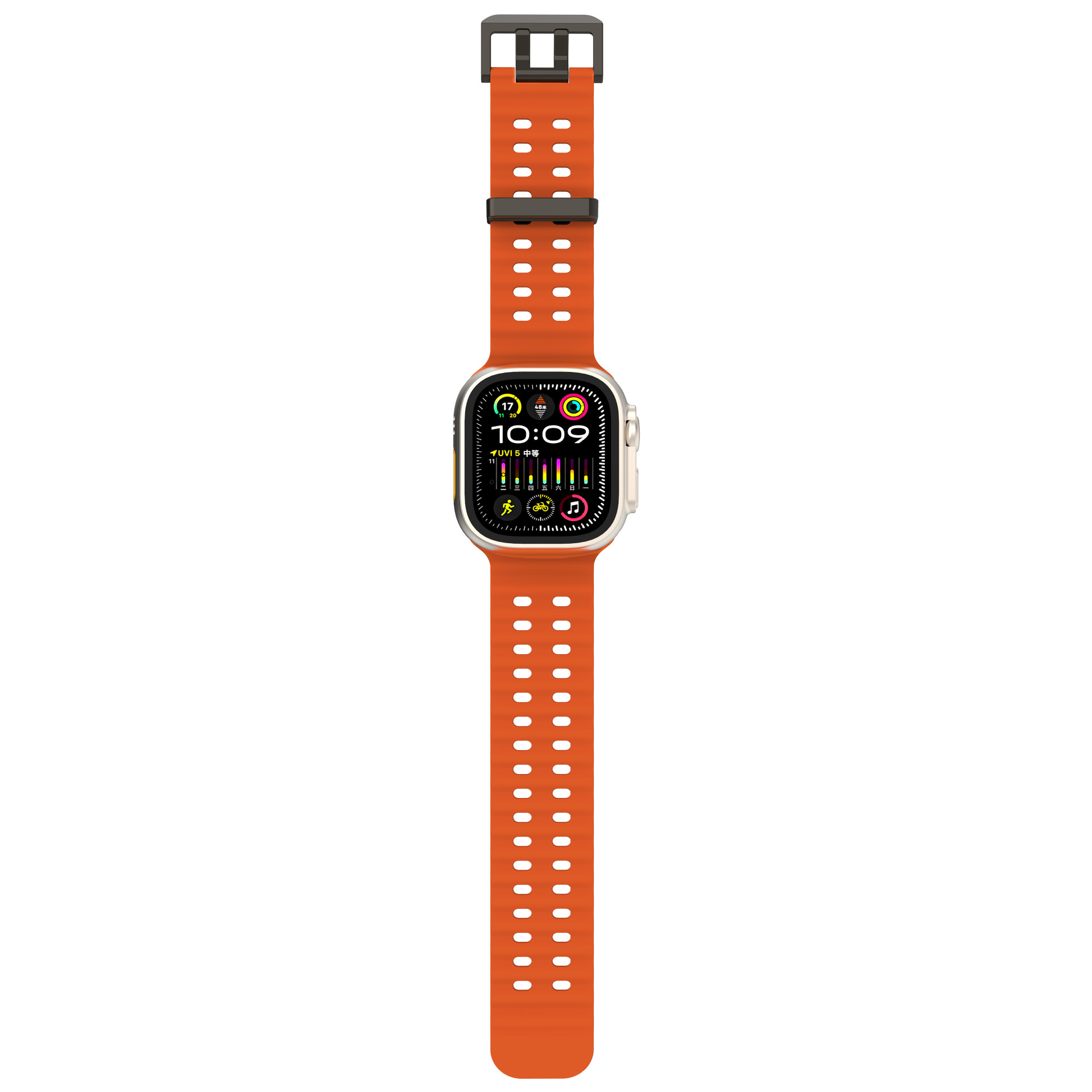 Suitable for Apple Watch Ultra 987654321 Generation Sports Breathable Double Button Silicone Watch Band