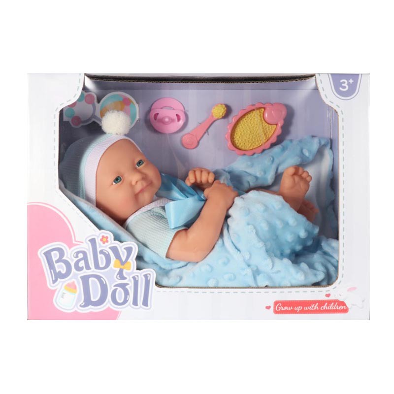 Factory Wholesale 14inch Vinyl Simulation Newborn Doll with Bag Quilt Accessories Girls Toy Reborn Doll