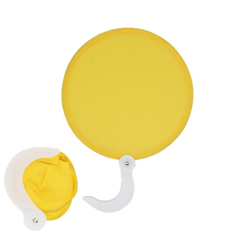 Blank DIY Foldableing Round Fan Advertising Fan Custom Cloth-Covered Pure Color Foldableing Fan Kidsren's Portable Frisbee Fan Custom-Made