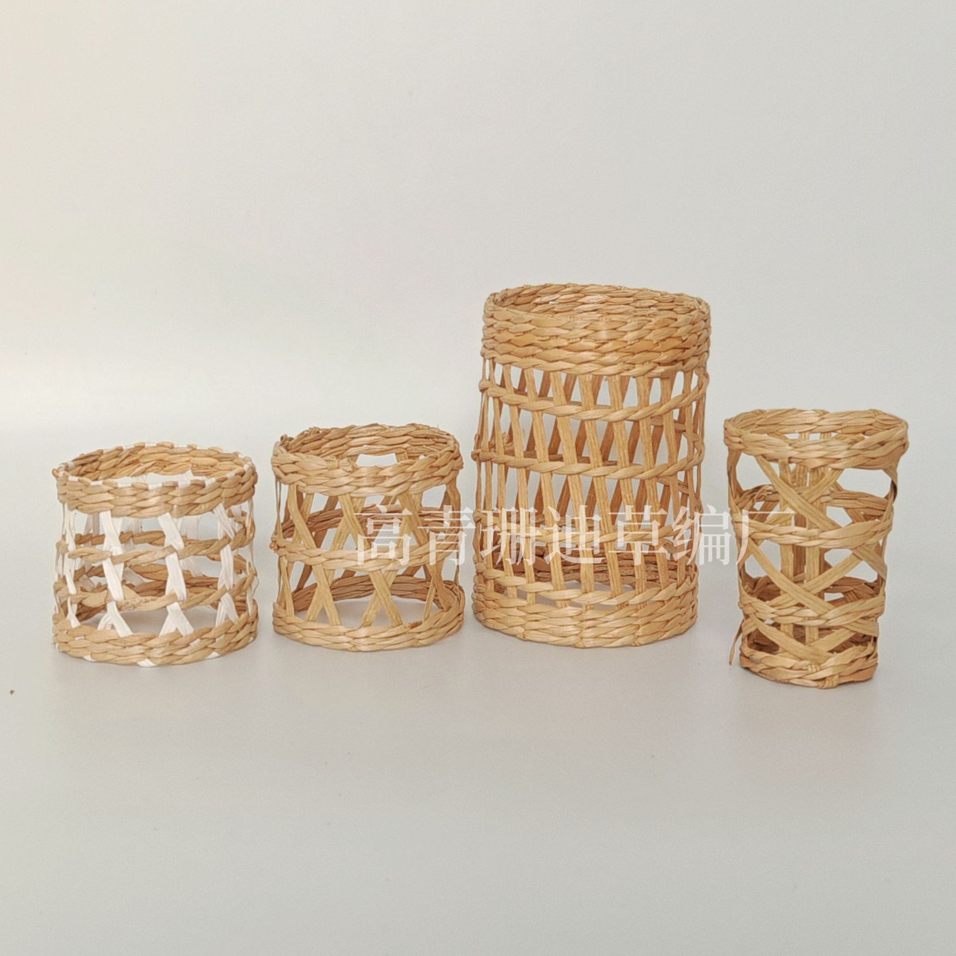 Straw Crafts Glass Cup Cover Hand-Woven Egg Cup Vase Glass Jar Protective Cover Rattan Paper Rope Cup Cover