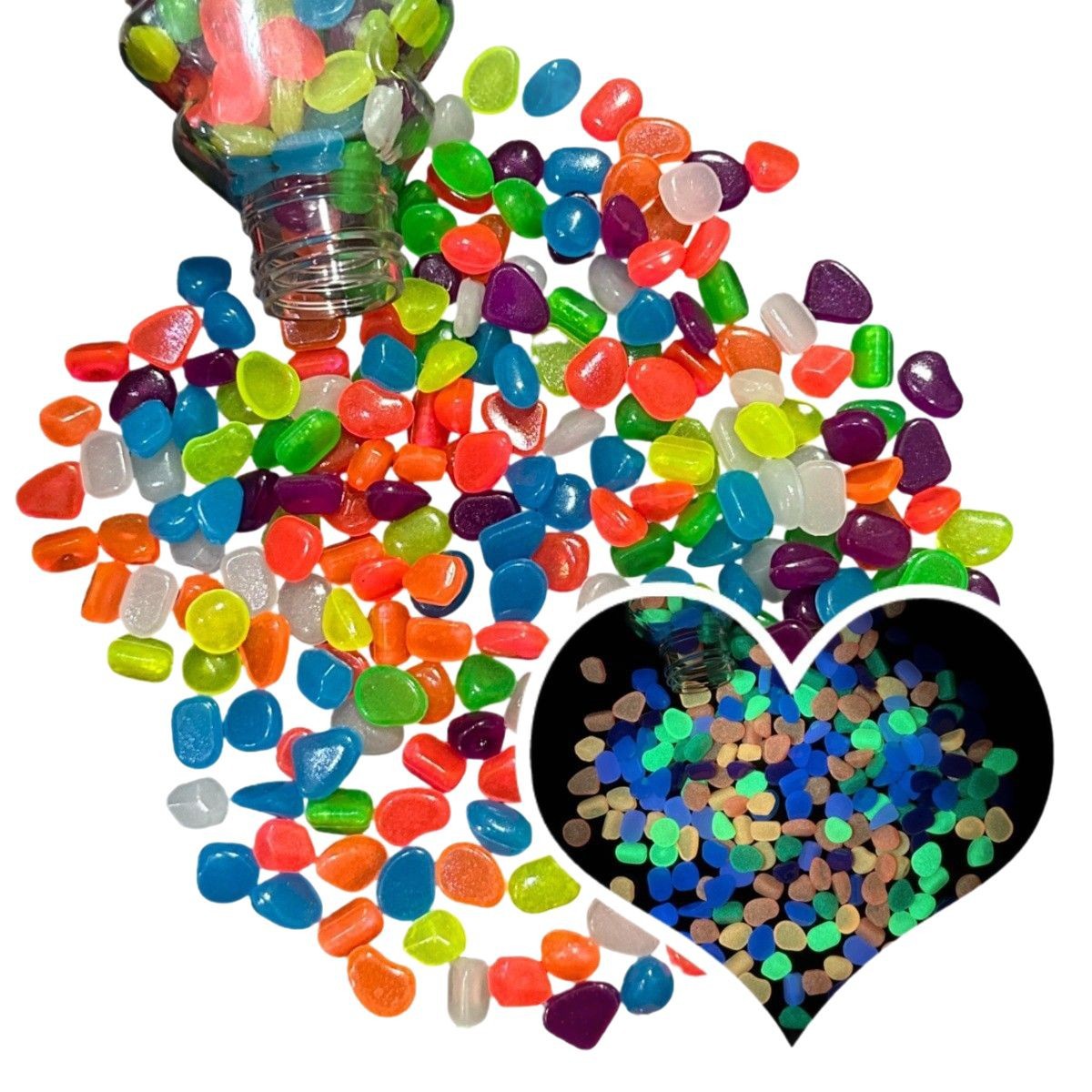 5-8mm Small Luminous Stone Fish Tank Garden Micro Landscape Luminous Pebbles 0.26g Fluorescent Stone Cross-Border Luminous Stone