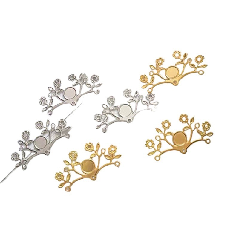 Flower Branch Metal Flower Piece DIY Jewelry Accessories Ancient Style Flower Piece Flower Holder Hair Accessories Hairpin Bow Fan Material Accessories