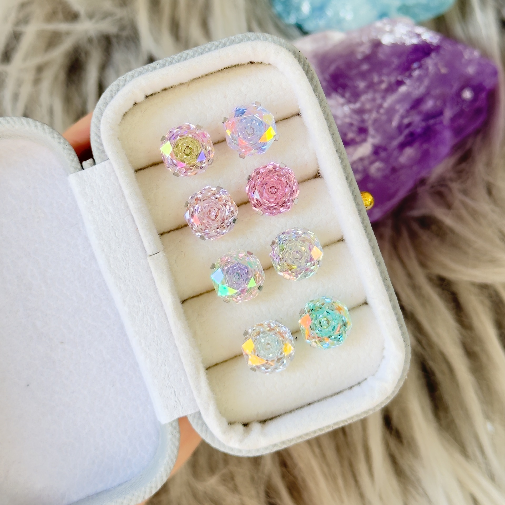 Серьги-ногти из розового циркона с титановым покрытием, суперяркие, универсальные