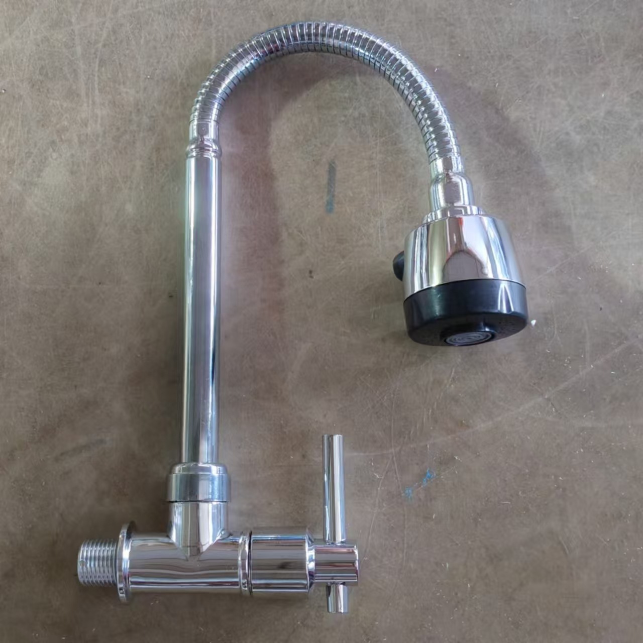 Foreign Trade Plastic Steel Round Horizontal Single Cold Dish Basin into the Wall Washbasin Faucet Black Universal Rotating Faucet