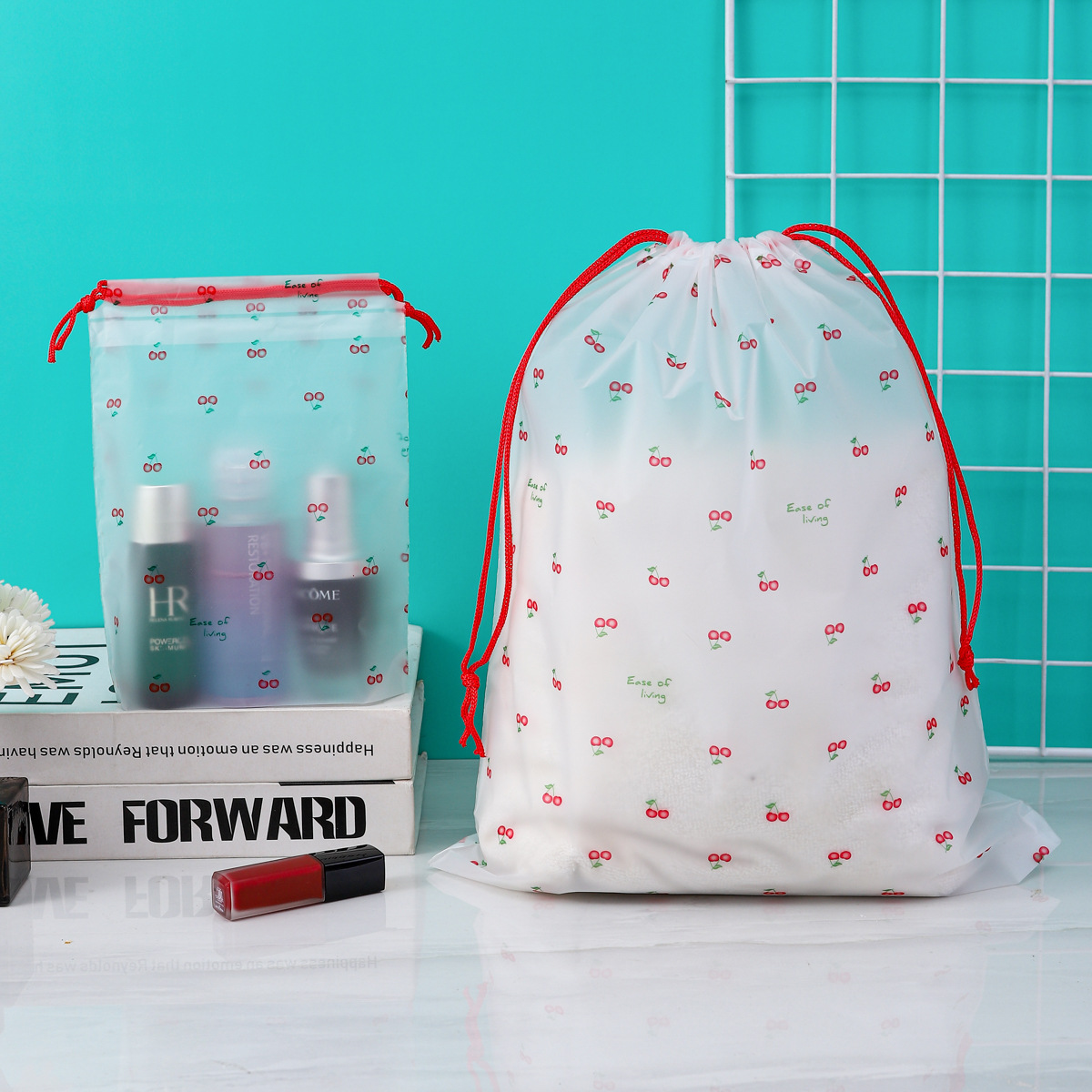 Cute Cherry Shoes Drawstring Drawstring Storage Bag Travel Portable Repackaging Drawstring Storage Bag Moisture-Proof and Anti-Fouling