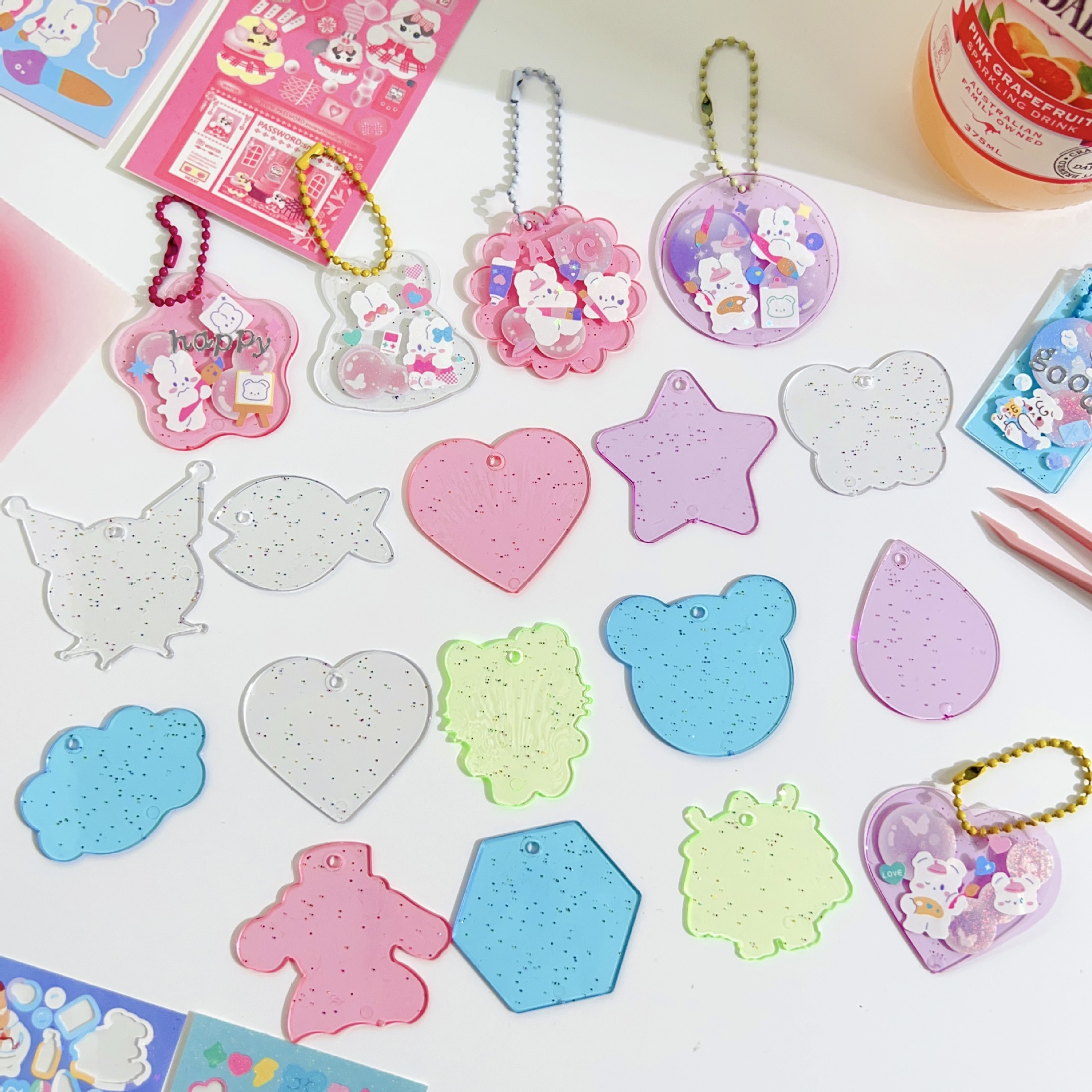 PS material Chuck variety goo plate evaluation card set diy ancient card card card cloth card pendant children's manual key chain