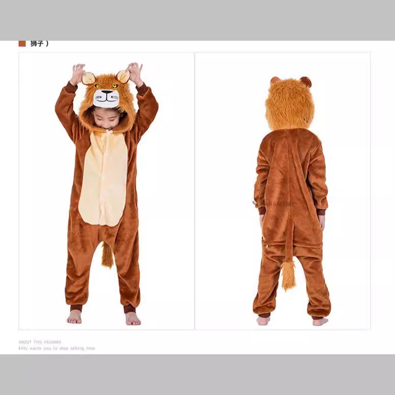 Children's Tigger Baby Baby Cartoon Animal One-Piece Pajamas Winter Flannel Children's Climbing Clothes Home Clothes