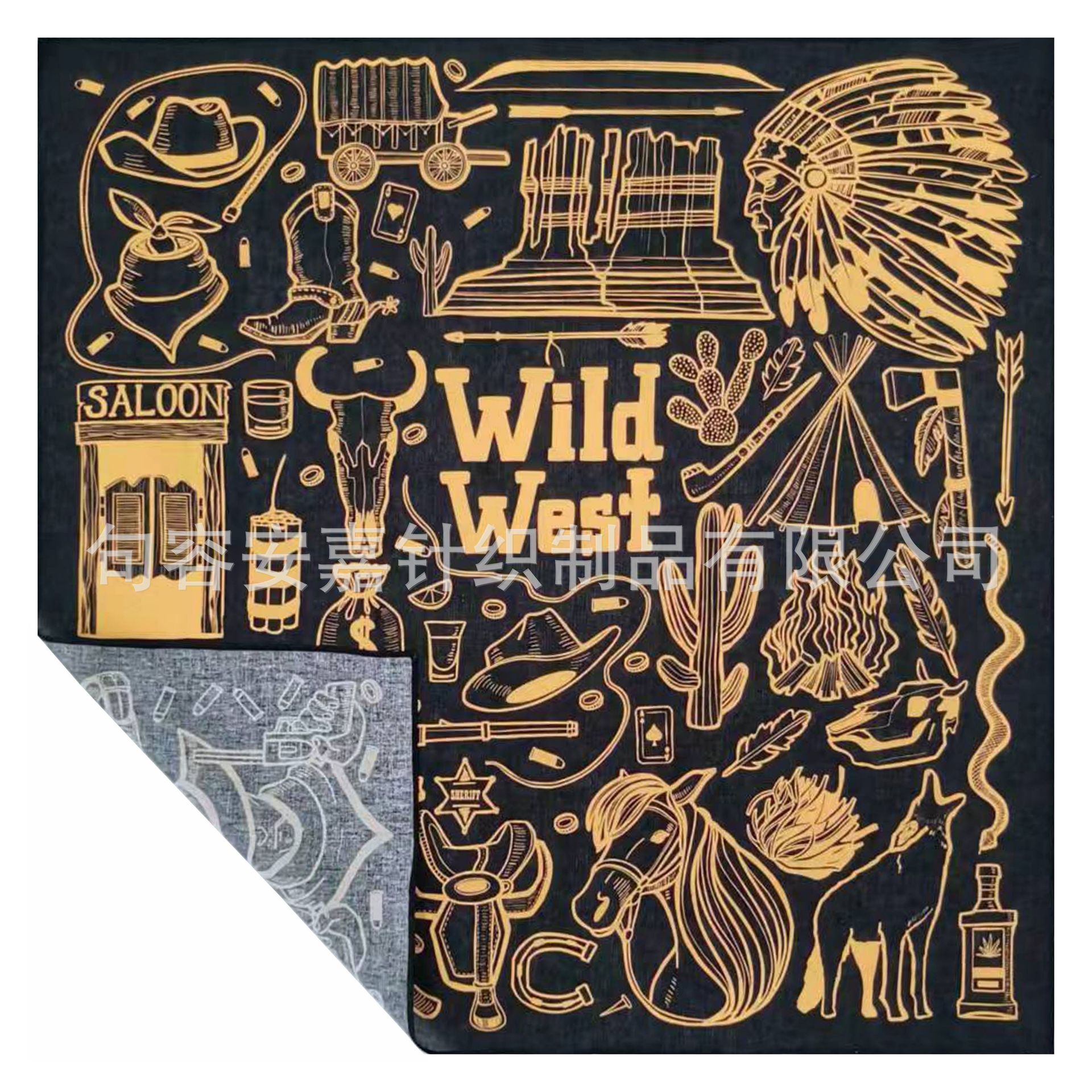 Cotton American Indian & Denim Style Printed Casual Square Scarf Outdoor Hip-Hop Turban Scarf