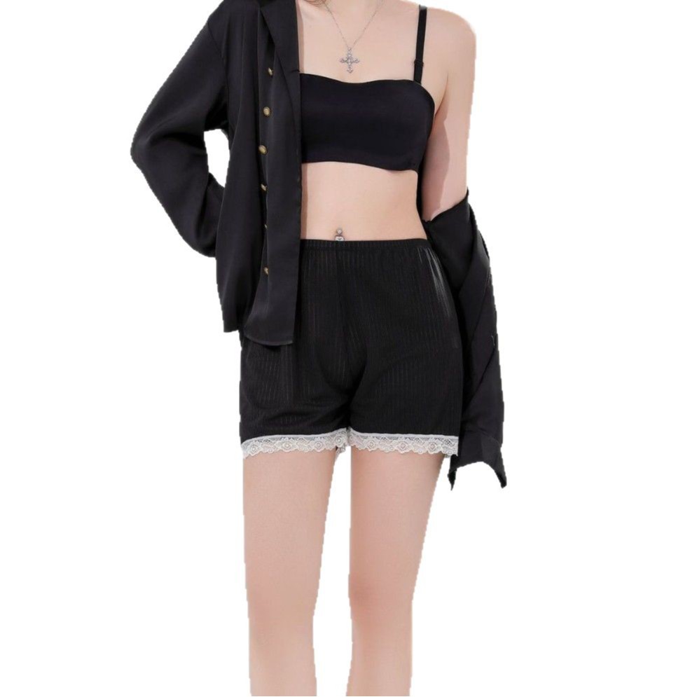 Home Safety Pants Women's Summer Thin Anti-running Light No-curling Loose Outer Wear Lace Shorts Base Safety Pants