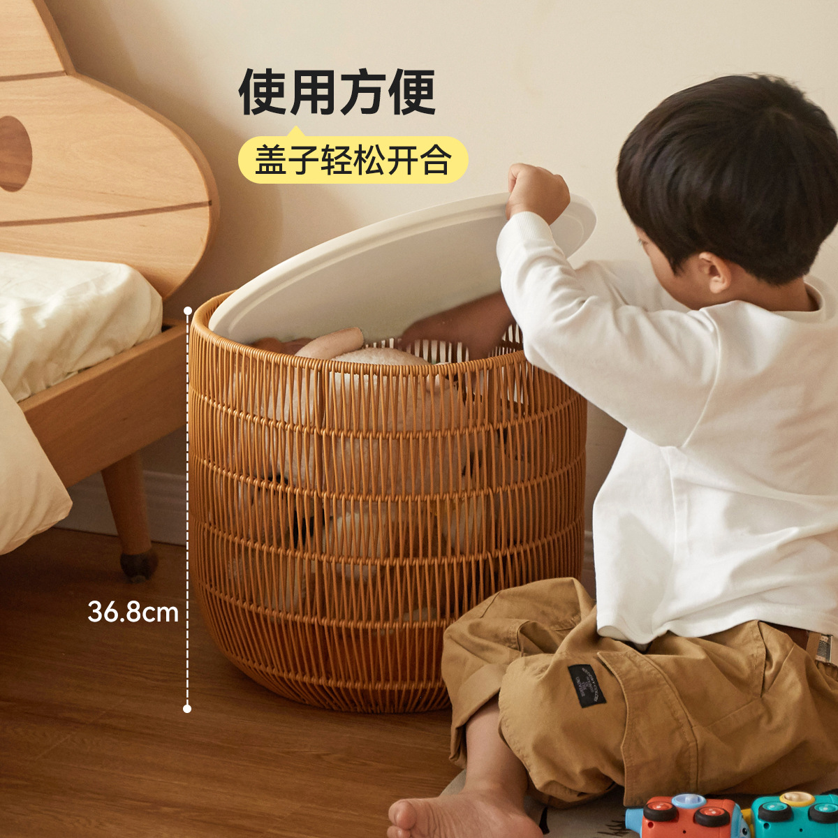 Solid Wood Kidsren's Bedside Table Simple Cream Style Toy Storage Basket Modern Small Apartment Sofa Side Table G&