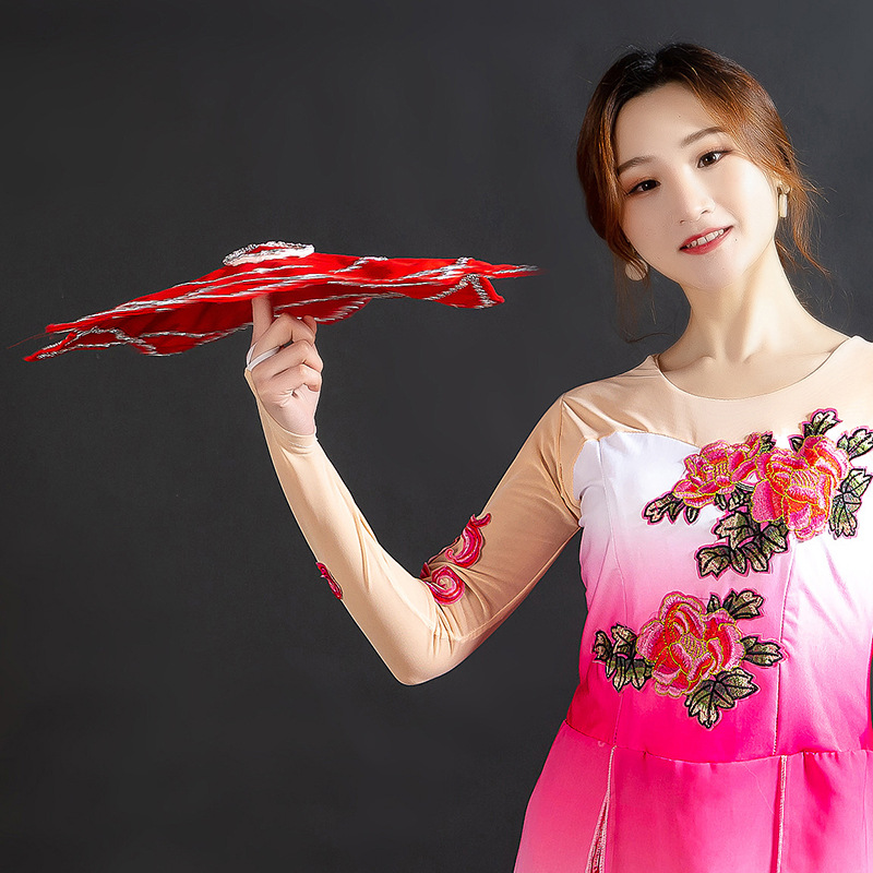 Dance silk flower northeast Yangko adult children two-person dance red handkerchief grade examination hemp yarn octagonal towel