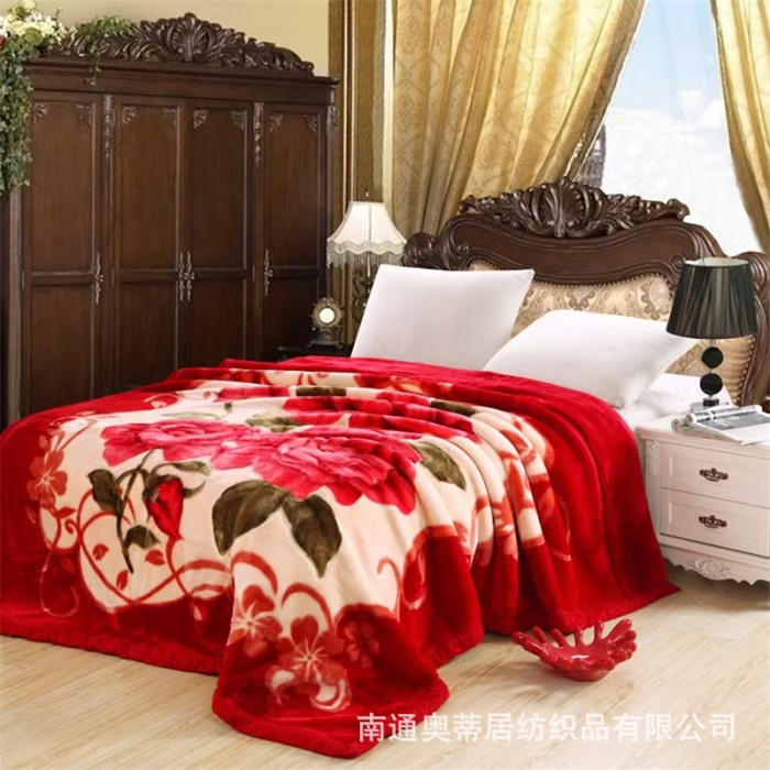 Winter Thickened Raschel Blanket Double-Sided Blanket New Chinese Style Velvet Blanket Blanket Student Blanket Group Purchase Wholesale