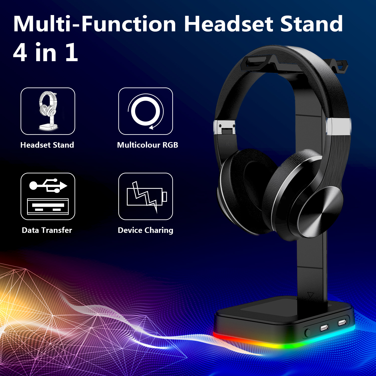 Headphone Stand Rgb Hot-Selling Color-Changing Luminous Dazzling Light-Up Gaming Rgb Headphone Stand Gift Over-Ear Type