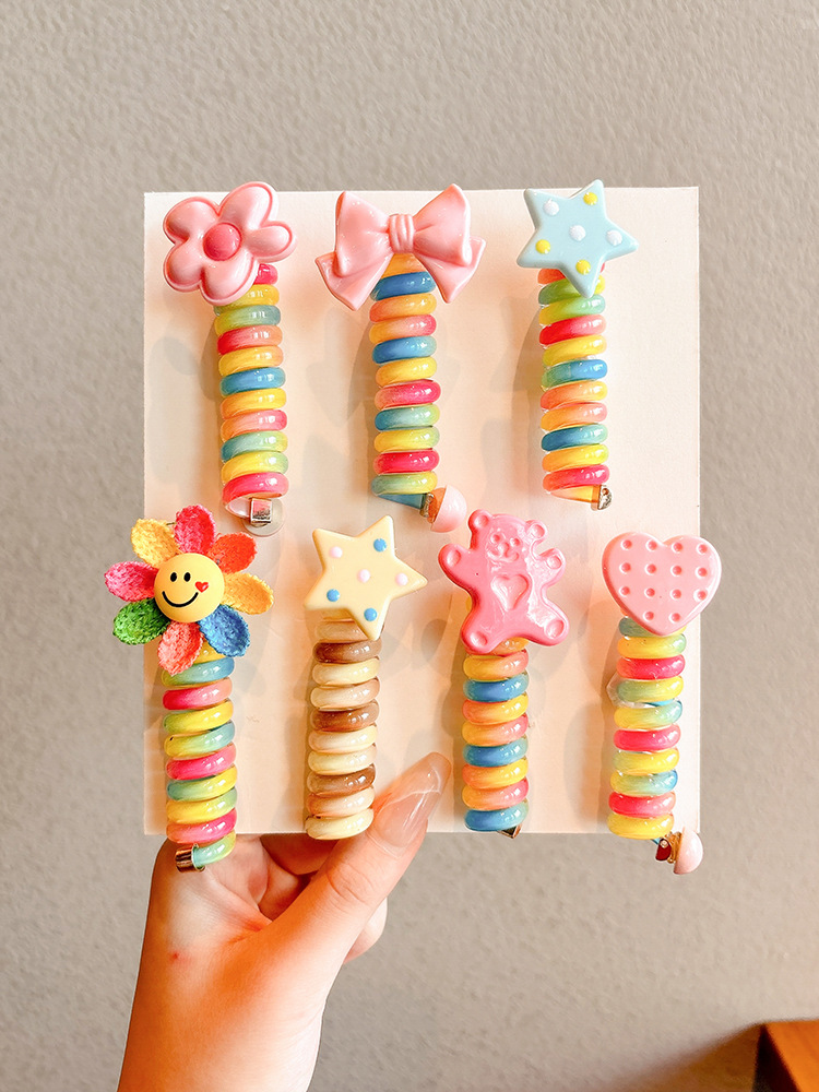 Girls' Hair Tie Children's Little Star Bubble Braid Hair Ring 2025 New Braiding Tool High Ponytail Telephone Wire Hair Accessory
