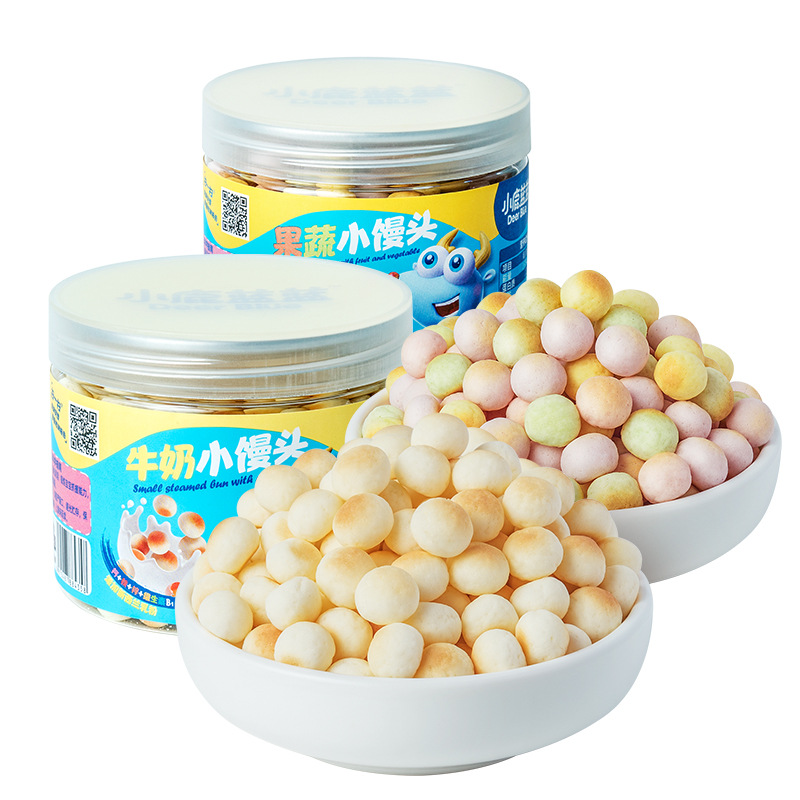 Fawn Blue Milk/Fruit and Vegetable Steamed Bun Snacks Milk Bean Teething Finger Biscuits for Infants and Young Children