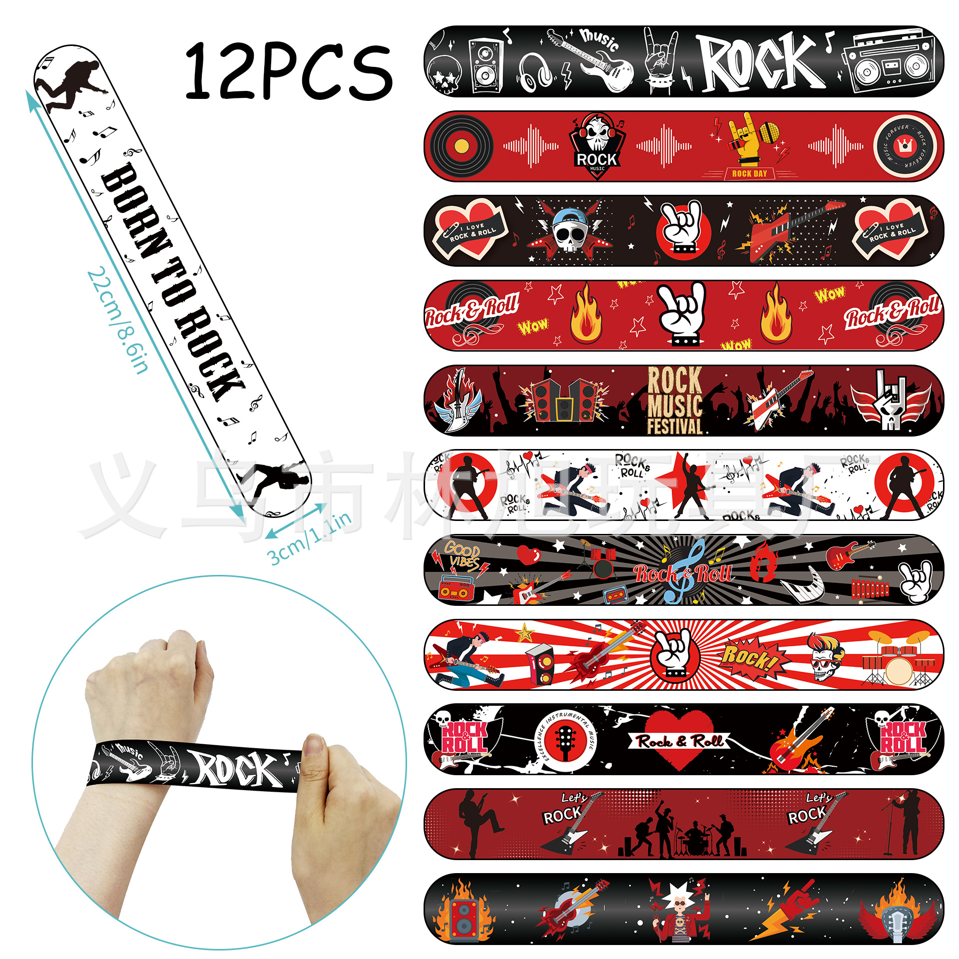 New Rock Theme Snap Ring Bracelet Pvc 12 Singer Music Rock Party Decorative Bracelet