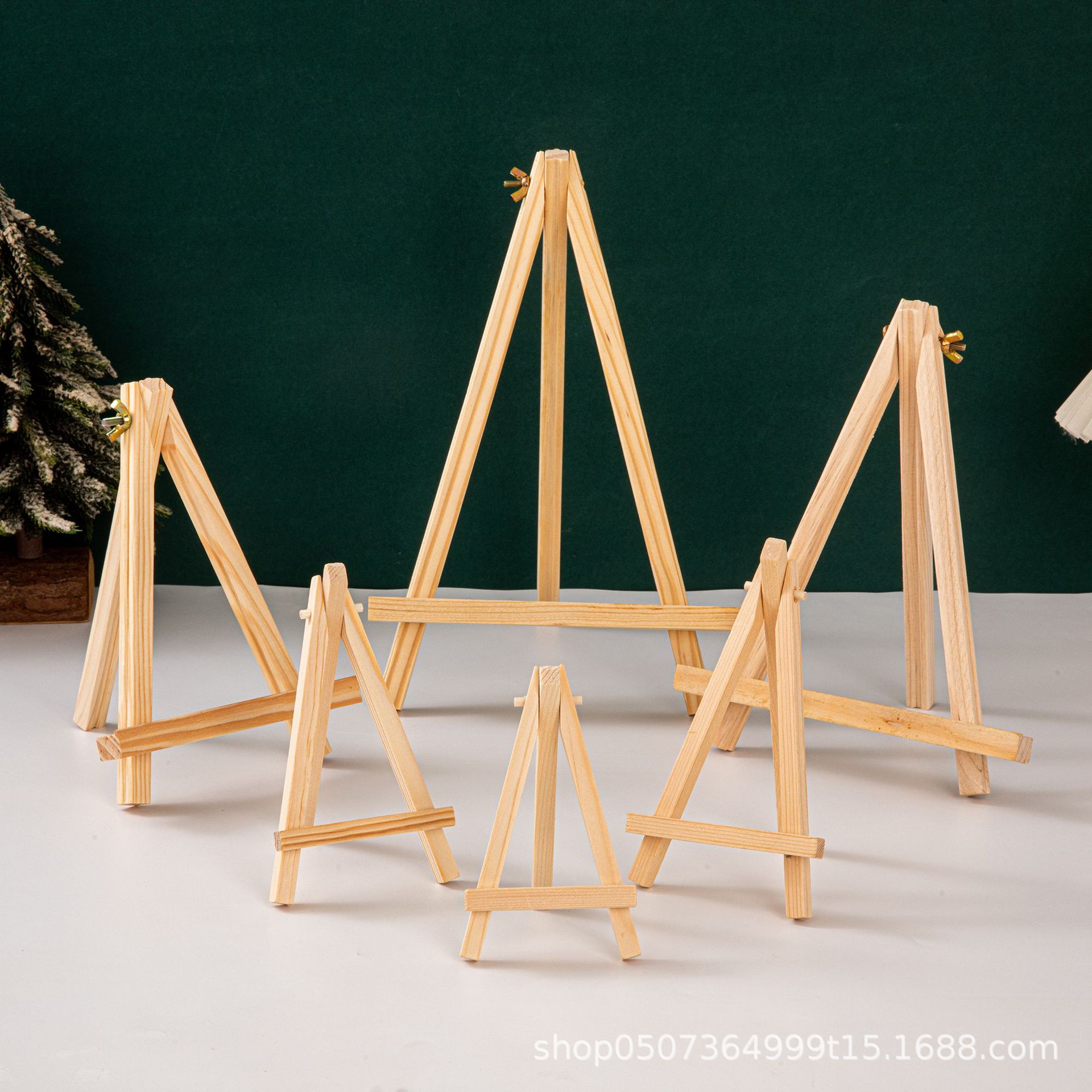 Various styles wholesale wooden mini small easel triangle bracket new photo frame triangle bracket desktop easel