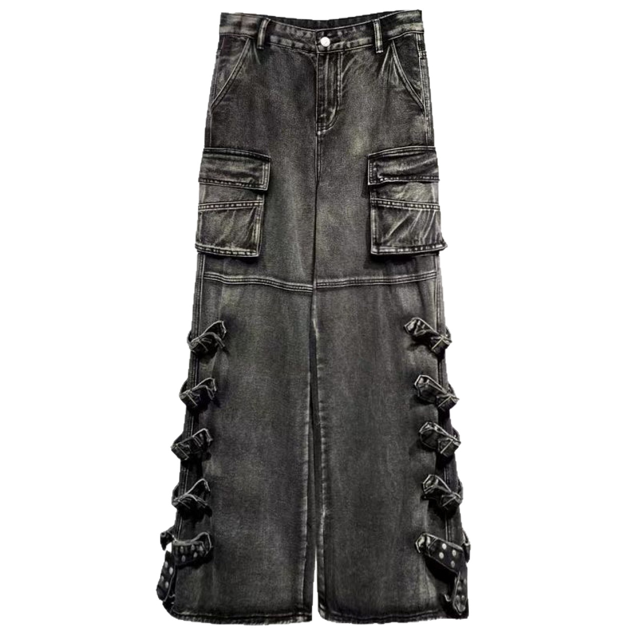 Plus-Size American Retro Trendy Brand Personality Jeans for Women, Large Size Niche Loose Slimming Versatile Wide-Leg Floor-Length Pants for Autumn