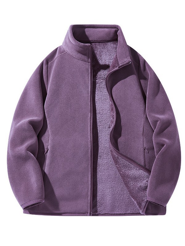 8806 Autumn and Winter Fleece Jacket Couple Men's and Women's Outdoor Stand Collar Austrian Velvet Plus Velvet Cardigan Jacket to Keep Warmth