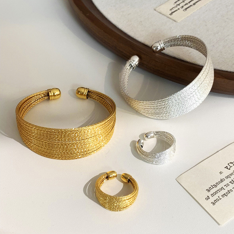 European and American Cross-Border Light Luxury High-End Exaggerated Texture Ring Bracelet Collection Fashion Versatile Design Jewelry