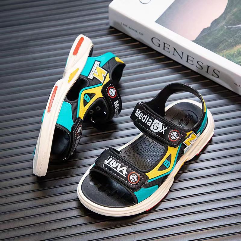 Wholesale Boys Velcro Sandals Summer Beach Shoes Medium and Large Children's Sports Shoes Baotou Anti-Collision Children's Sandals