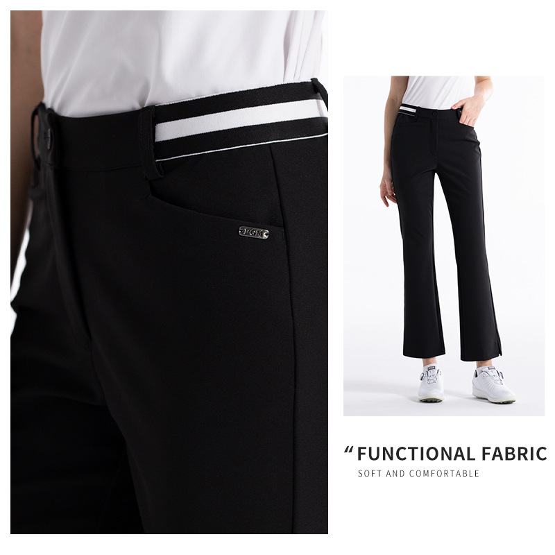 Pgm Women's Golf Pants with Slight Flare, Elastic Waistband, Versatile Sports Pants with Small Slits at the Hem