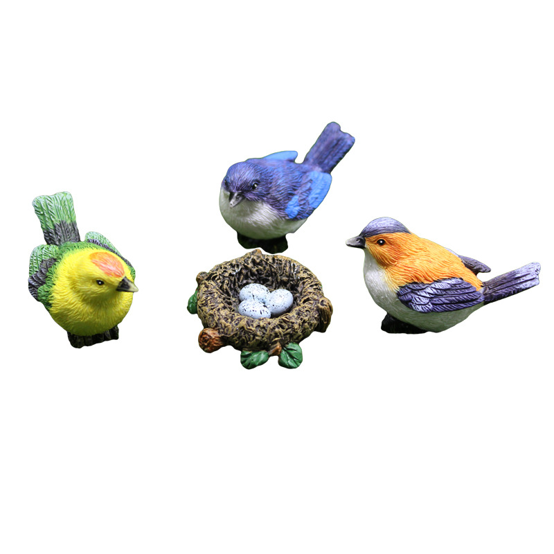 Bird resin foreign trade crafts cute simulation bird nest gardening bonsai decoration accessories bird egg micro landscape ornaments