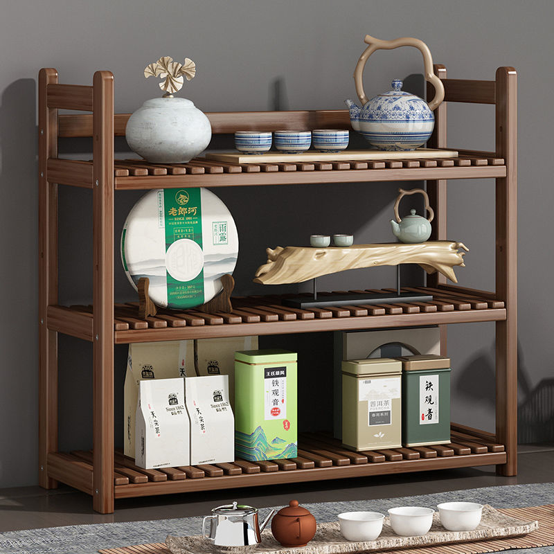 Tea Set Tea Storage Rack Household Small Tea Cabinet Storage Rack Multi-Functional Desktop Living Room Floor-Standing
