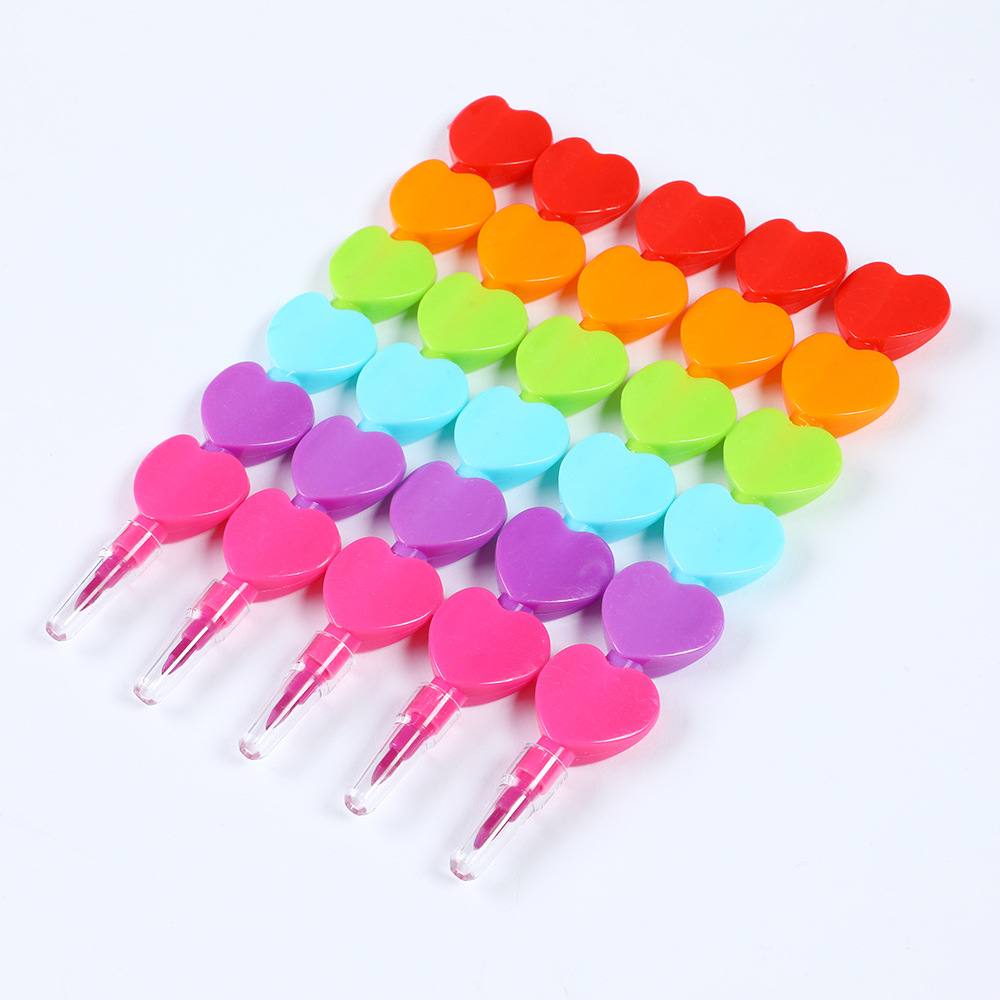 5-Section Heart Pencil Crayon Mys01 Multi-Section Peach Heart Cartoon Pen Funny Expression Pencil