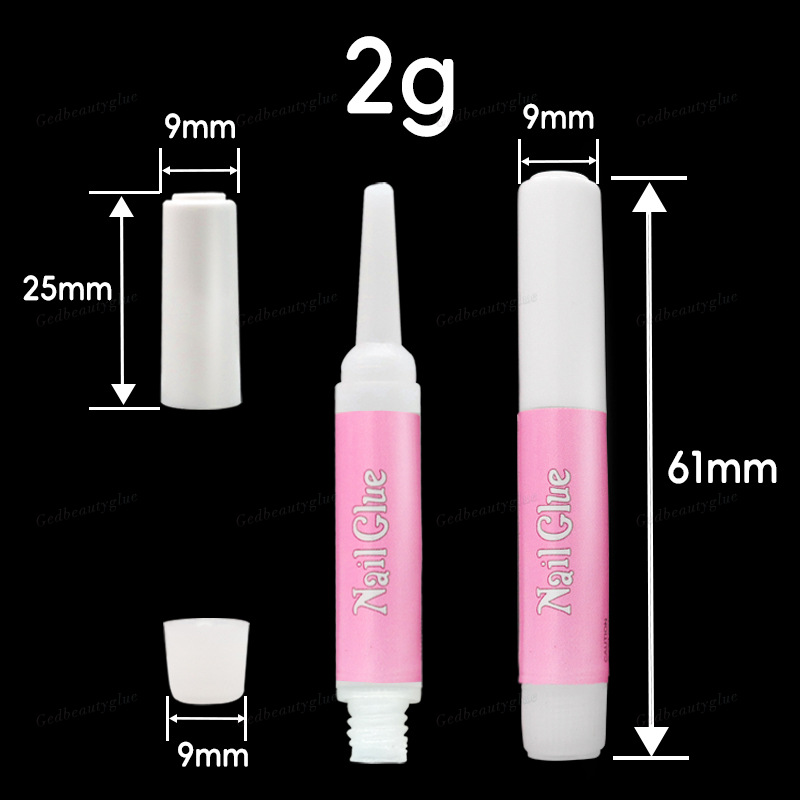 Source Factory Wearable Nail Special Pen Glue 2g Round Bottle Sticky Diamond Jewelry Nail Piece No Baking Lamp Long-Lasting Nail Glue