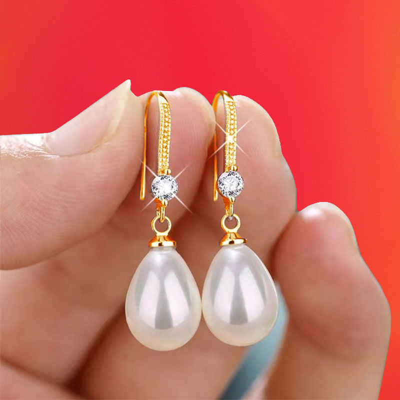 Cross-border jewelry wish Amazon AliExpress water drop pendant oval pearl earrings bridal earrings earrings