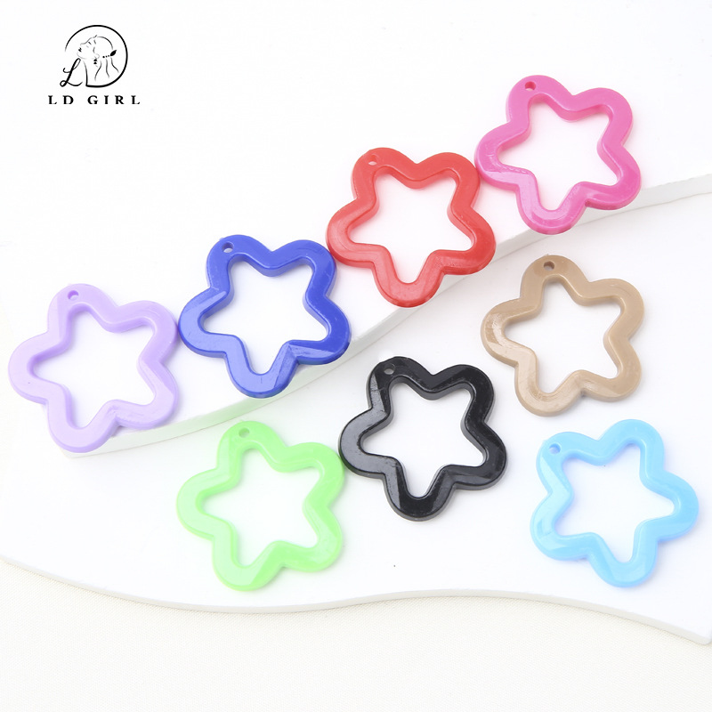 Акриловые настоящие цветные/прозрачные полые пятиконечные звезды, DIY ювелирные аксессуары, брелок