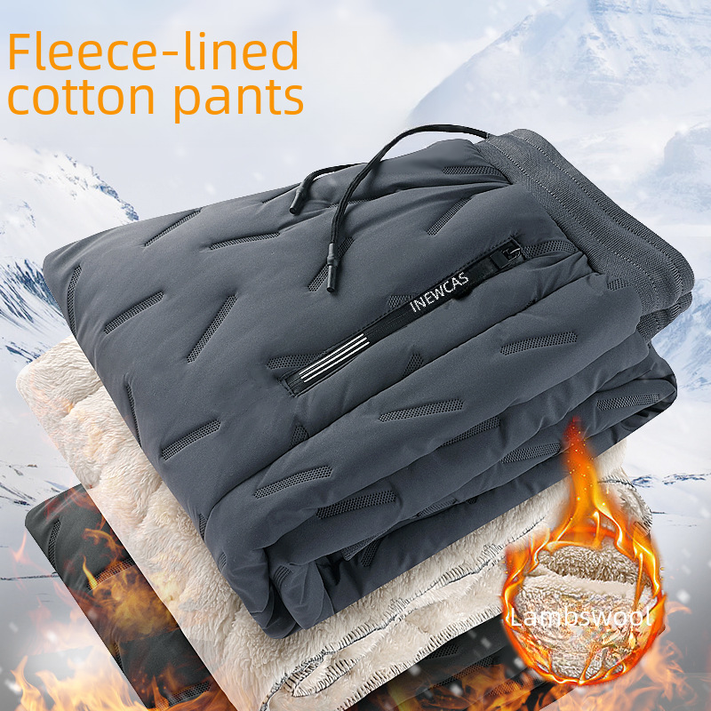 Printed Logo Lamb Velvet Pants for Men in Winter, Thickeneded and Warm, Large Size, Loose Sports Leggings, down Cotton Pants, Trendy Brand