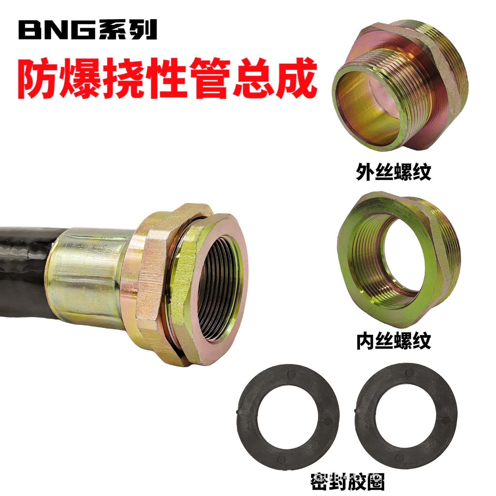 Stainless Steel Explosion-Proof Flexible Connecting Pipe Dn20 Rubber Explosion-Proof Threading Hose 4 Points 6 Points Bng Explosion-Proof Flexible Pipe