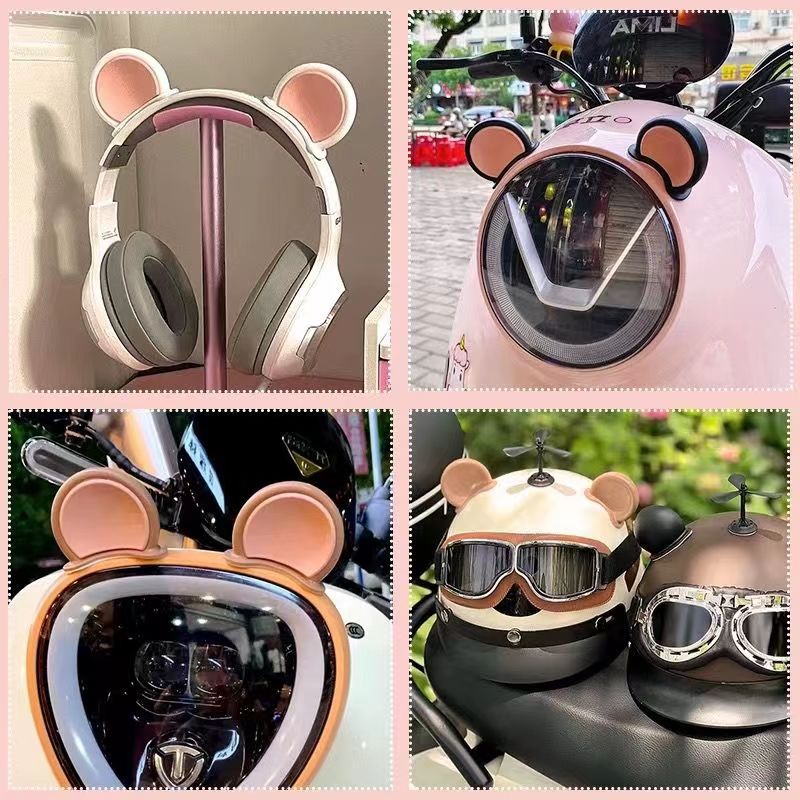 Motorcycle Helmet Decoration Accessories Cat Ears Big Bear Ears Electric Vehicle Safety Helmet Universal Accessories Horn Tentacles