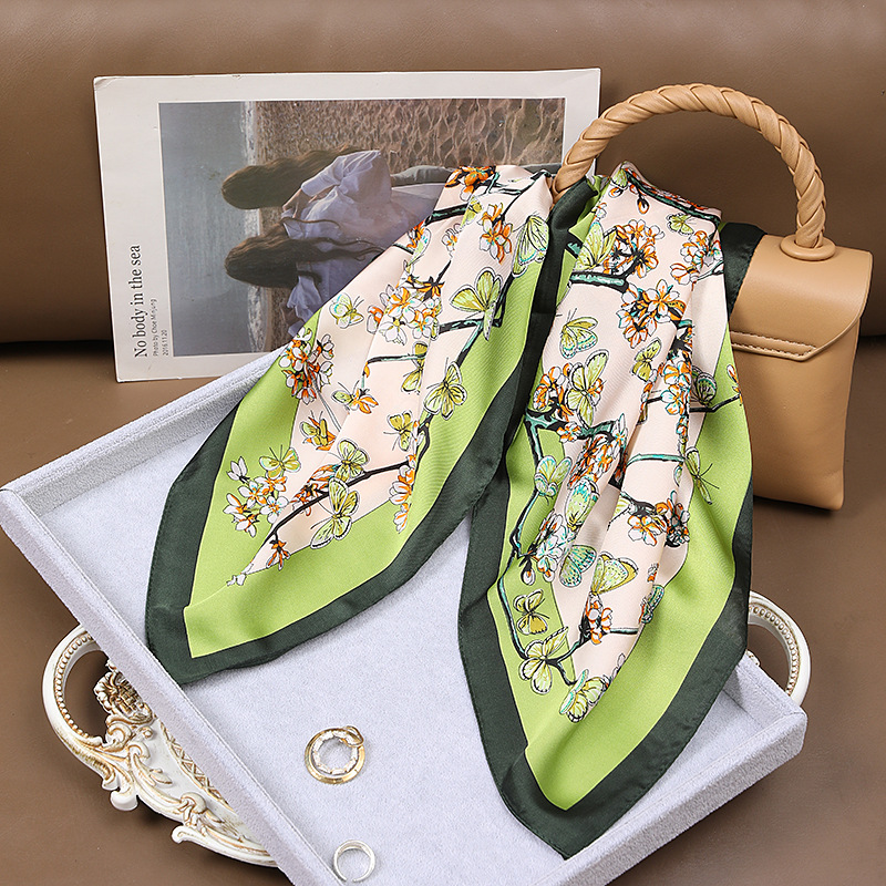70 см шелковый квадратный шарф, высококачественный корейский стиль, модный универсальный, профессиональный шелковый маленький шарф, ретро печатный шарф для женщин